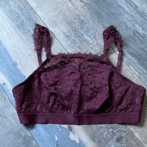 (L) Aerie Burgundy Purple Floral Bralette Adjustable Straps